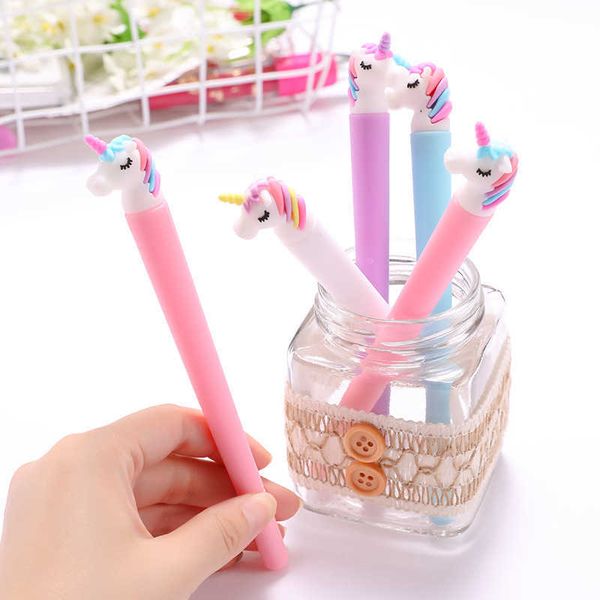 

pen korean cartoon unicorn girl heart black signature student writing neutral office examination water