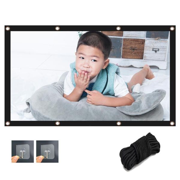 

projection screens portable white surface black bottom projector screen 60 72 84 100 120 inch 16:9 hd foldable anti-wrinkle movie