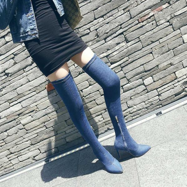 

boots fashion versatile pointed slim heel high breathable super comfortable size, Black