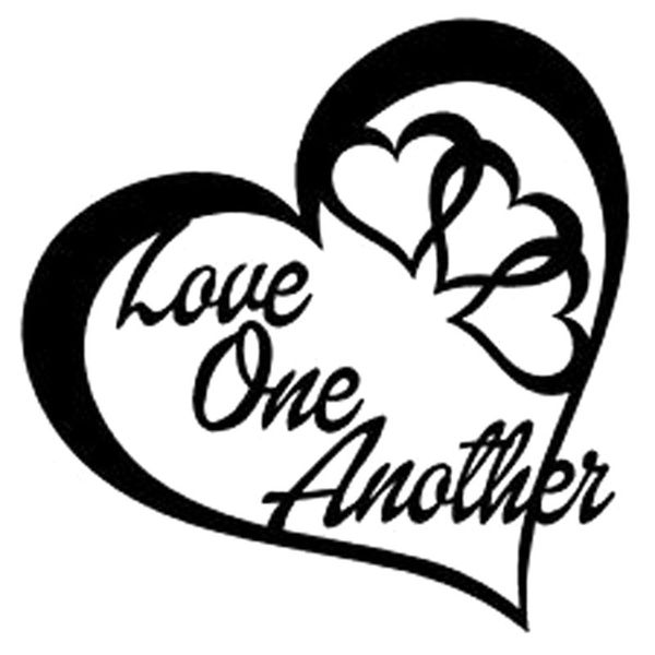 

15cm*15cm love one another heart vinyl decal sticker car wall peace symbol car styling car stickers black or sliver c8-0259
