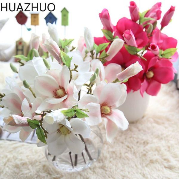 

decorative flowers & wreaths 37cm artificial orchid magnolia flower branch silk fake wedding decoration for home christmas party valentine&#