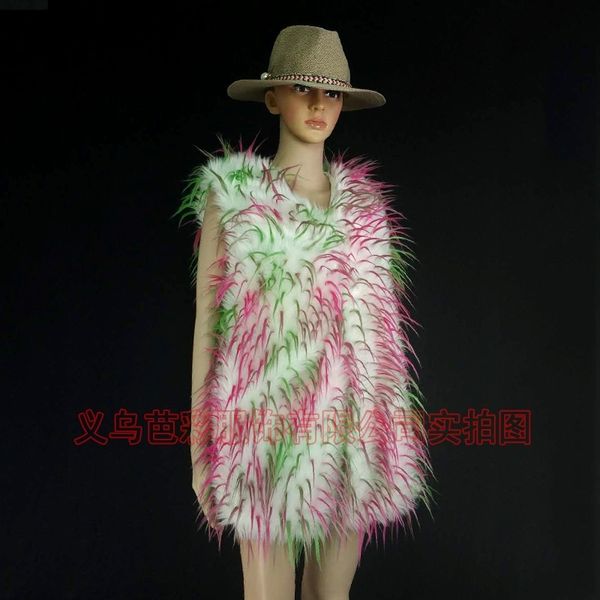 

new fake fur vest women's fried hair haining one coat, Black