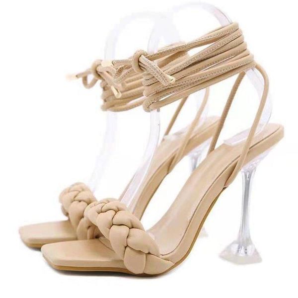 

sandals mid-calf strap beige heeled women's low shoes breathable large size square toe black high low-heeled stiletto girls 2021
