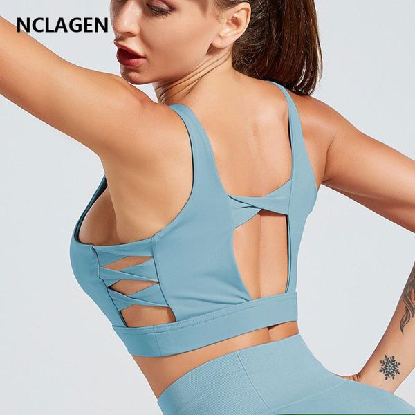 

gym clothing nclagen yoga bras bodybuilding underwear beautiful back push-up fitness motion vest women's two-sided sport bralette top, White;black