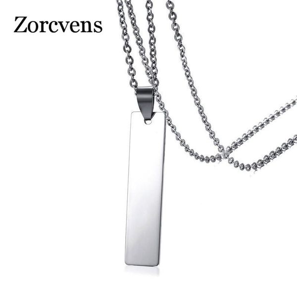 

pendant necklaces zorcvens women necklace name info stainless steel link chain dog tag bar named female jewelry, Silver