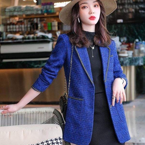 

women's suits & blazers large size s-4xl office jacket high-quality autumn and winter temperament loose long ladies coat casual suit, White;black