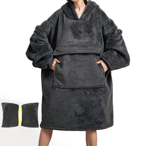 

men's hoodies & sweatshirts pillow oversized hooded sweatshirt women thick warm plush with sleeves sudadera wearable, Black