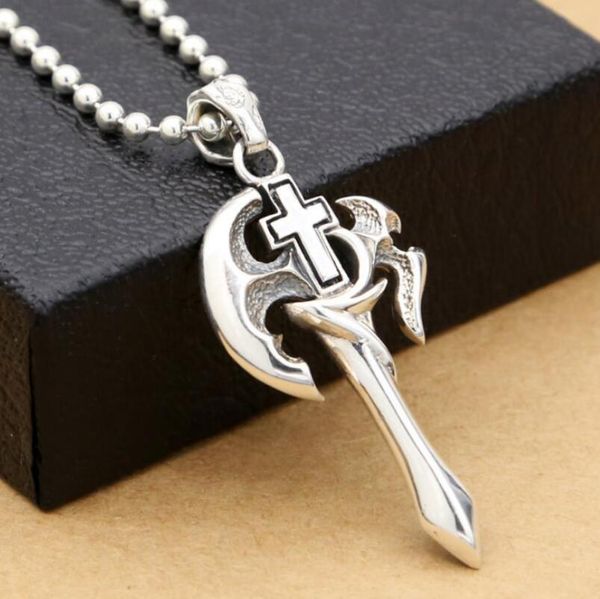 

pendants 925 sterling silver jewelry fashion cross axe men's pendant (fgl), Black