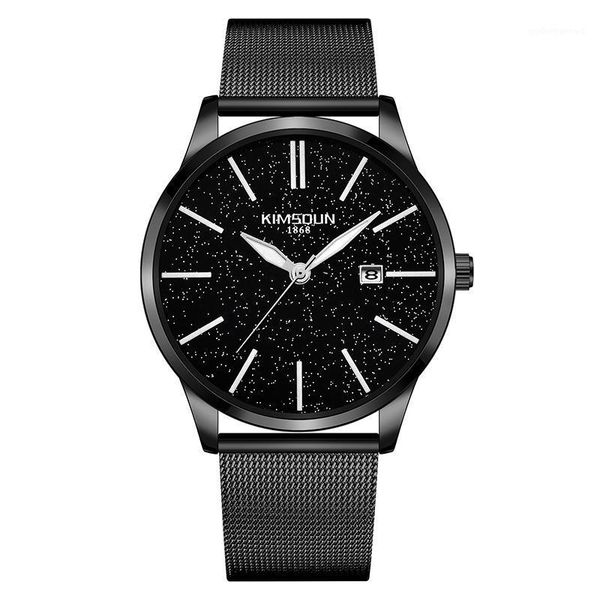 

wristwatches fashion watch men kimsdun slim mesh strap minimalist for quartz casual male clock relojes para hombre, Slivery;brown