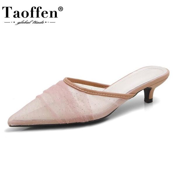 

taoffen size 33-40 sandals women pointed toe strange heel women summer shoes fashion party shoes footwear, Black