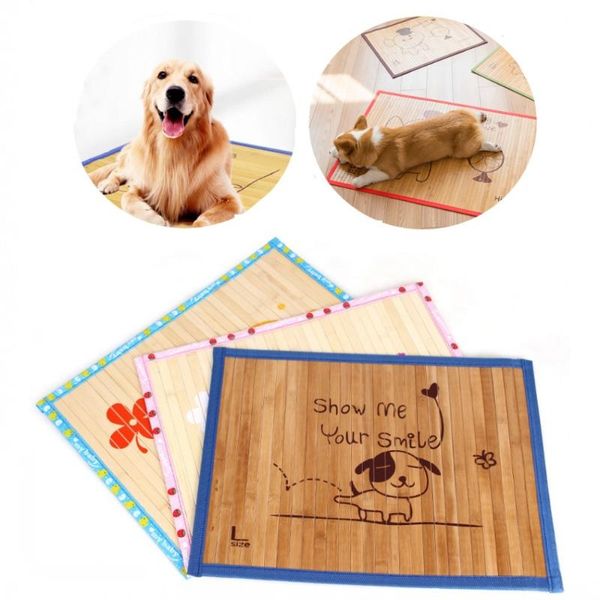 

kennels & pens 2021 summer pet mat bamboo slices dog cat cool pad sofa bed cage cushion for small dogs cooling