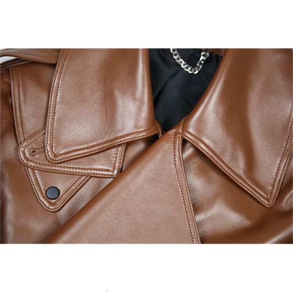 

2021 female spring genuine sheep leather e37 jacket 34my, Black;brown