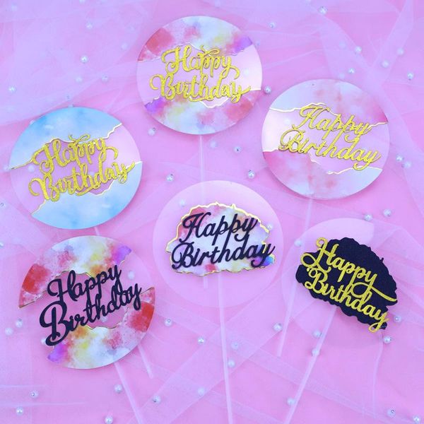 

cake decoration transparent marble happy birthday cake ers for uniorn happy birthday baby shower dessert cupcake ers