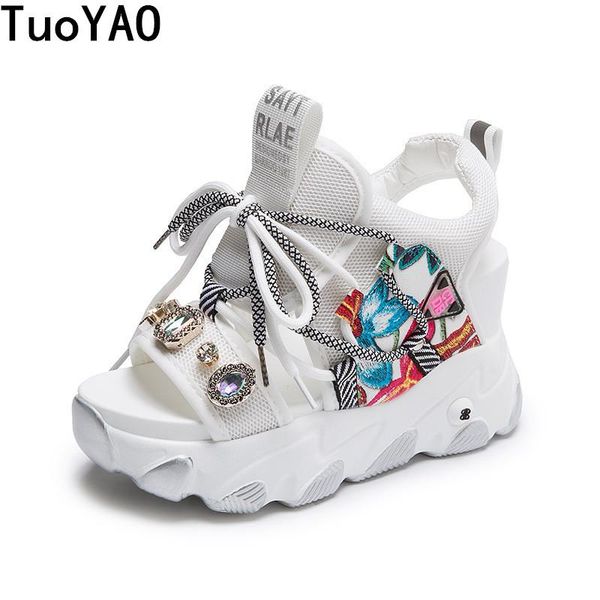 

sandals women platform chunky wedges shoes for woman fashion 8cm high gladiator sandal summer 2021 designers brand sports casual, Black