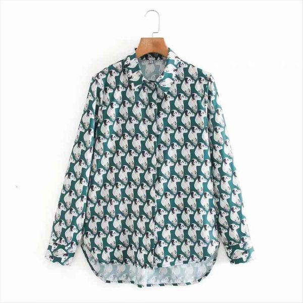 

women carp printing hem knot jacquard short shirt female turndown collar long sleeve blouse lady loose blusas s8170, White