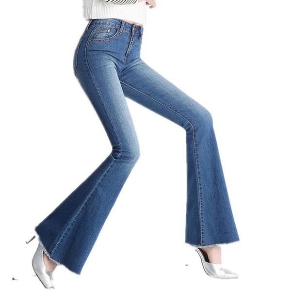 

women's jeans plus size 26-32highwaist flare women skinny, Blue