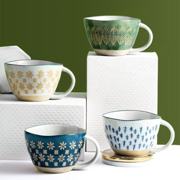 

mugs 1pc japanese vintage ceramic mug handgrip cup for breakfast milk oatmeal coffee heat resistant office home drinkware tool
