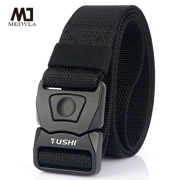 

belts men's belt tactical metal buckle nylon with snap fastener quick release anti allergy outdoor travel, Black;brown