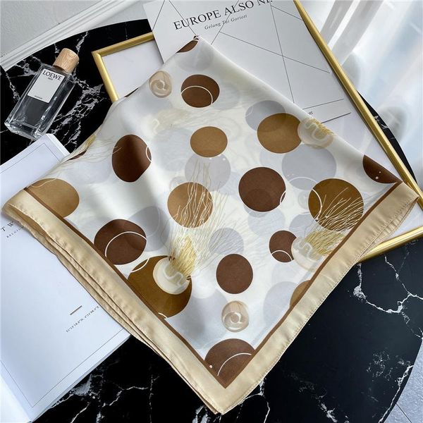 

scarves 2021 spring silk neck scar women hairband foulard soft neckerchief bag tie ribbon lady fashion print bandana hand, Blue;gray