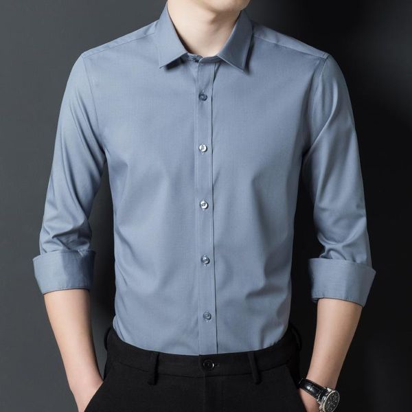 

men's casual shirts ice silk white shirt long-sleeved business wear spring and autumn trend non-iron professional, White;black