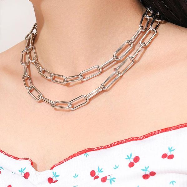 

chokers aprilwell punk multi-layer choker necklace for women aesthetic silver color link collar 2021 gothic jewelry gift girl friend, Golden;silver