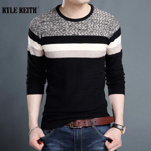 

men's sweaters men sweater pullover o-neck slim fit jumpers knitwear woolen striped winter korean style casual pull homme clothes, White;black