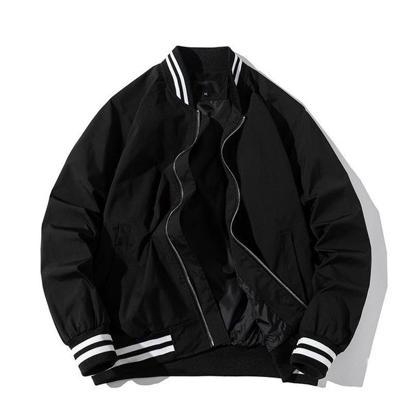 

men's jackets 2021 autumn varsity jacket solid color baseball coat, Black;brown
