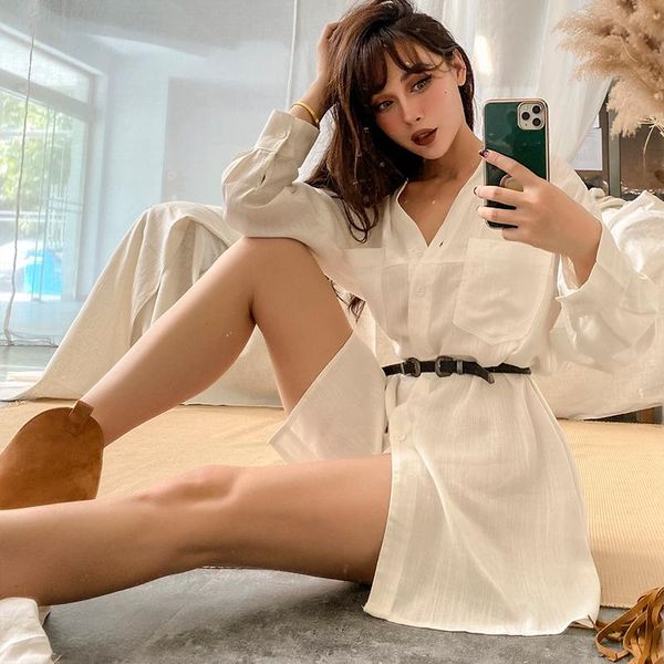 

women's blouses & shirts 2021 autumn fashion v neck white blouse vintage long sleeve womens fall clothes streetwear button up shir