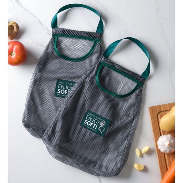 

kitchen fruits vegetables storage hanging bag reusable grocery produce bags mesh shopping tote onion organization