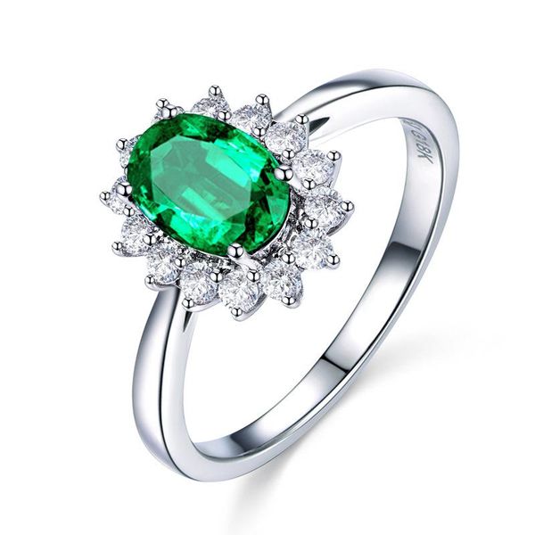 

cluster rings classic for women 925 silver jewelry oval emerald zircon gemstones wedding promise party gift ornaments open finger ring, Golden;silver