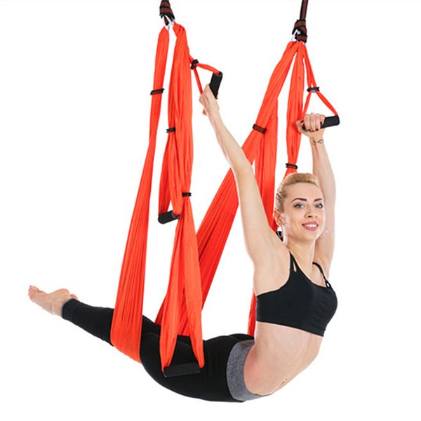 Anti-Yerçekimi Hava Yoga Kolları Hamak Fly Salıncak Tapeze Yoga Inversion Egzersizleri Cihaz Ev Gym Asılı Kemer Bant Tam Set 6 Q0219