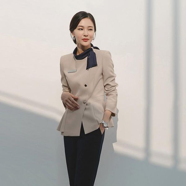 

women's two piece pants business women office formal uniforms sets elegant lady suits female long sleeve, White