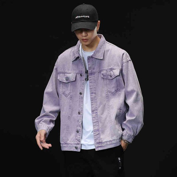 

men's jackets denim 2022 spring fashion brand casual clothes coat solid color simple loose cowboy men, Black;brown