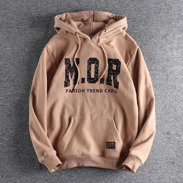 

men's hoodies & sweatshirts 2021 large letter printed japanese winter plush thickened hoodie casual youth coat for promotion 443, Black