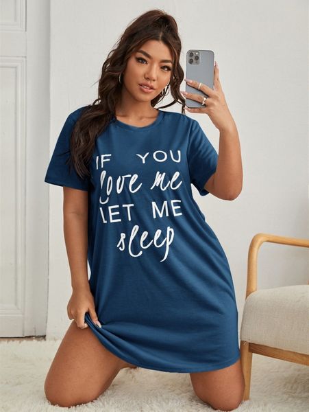 

plus slogan graphic night dress 65kg#, Black;white
