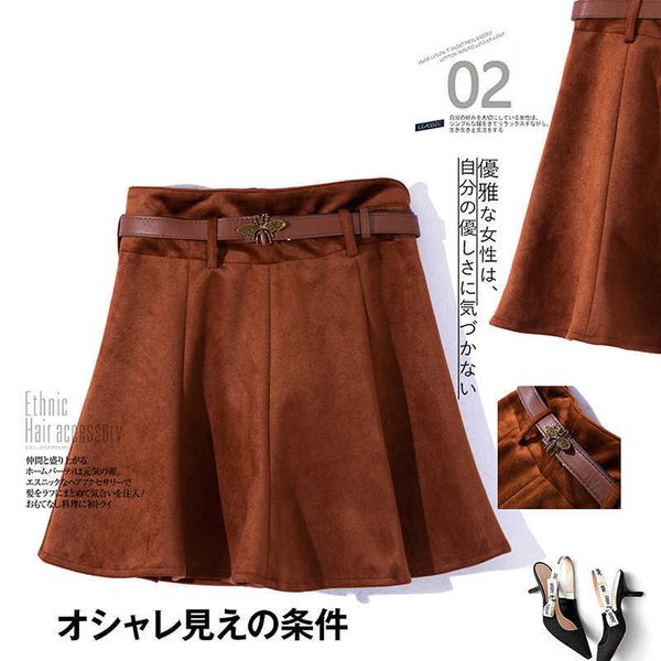 

skirts big spring short female suede skirt with bee belt pole, Black