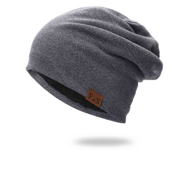 

plus velvet warm knit hat men and women autumn winter cold 2021 new universal skellies wool hats outdoor wild casual beanies y21111, Blue;gray