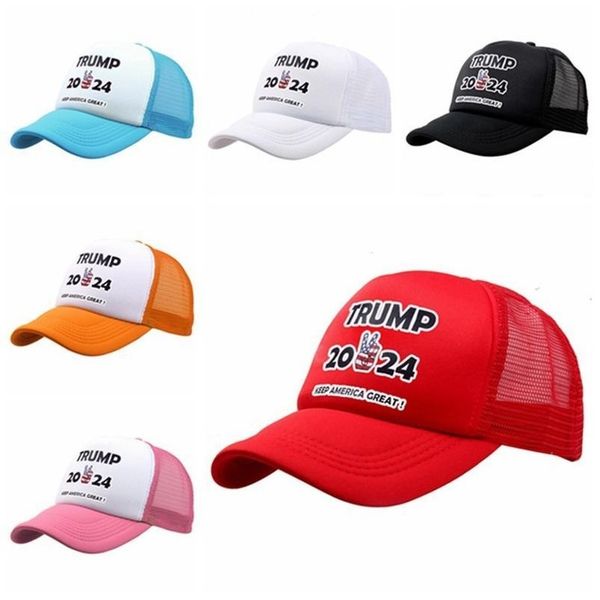 

us stock, 12 styles trump 2024 hat trump biden summer net hat peak cap usa presidential election baseball cap sun hats cpa3288, Black;white