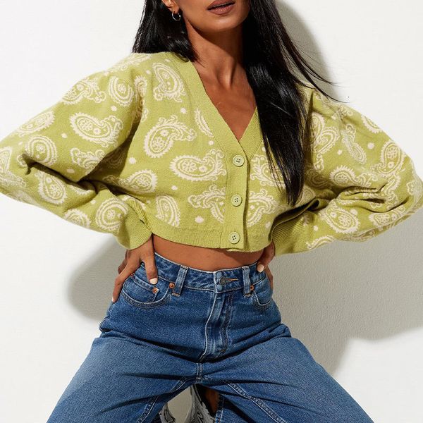 

women's sweaters flowers of cashew jacquard blouses women's cardigan croped green sweater 24tx, White;black