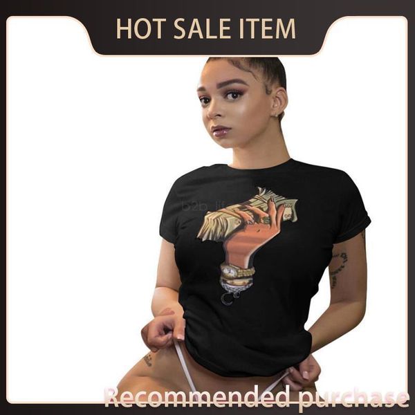 

women simple ljja2585 tee t-shirt o neck us designer t-shirt with short sleeves collar dollar round printed kuqim, Black