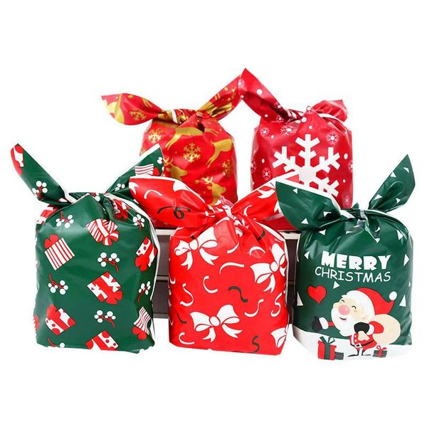 

christmas decorations 25pc candy bag ear cute santa claus gift elk snowflake cookies biscuit package xmas year