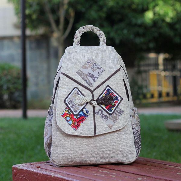 

school bags cotton linen children casual handmade kids travel backpacks satchel book pouches mochilas infantil escolar for girls