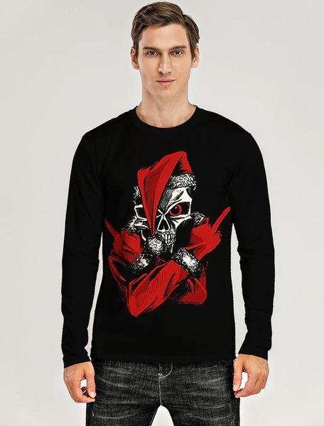 

men's christmas 3d printing t-shirt long sleeve motorcycle santa claus pattern party streetwear round neck high quality, White;black