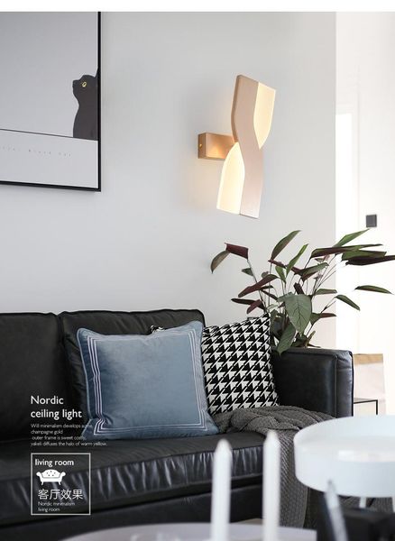 

wall lamp nordic creative bedside bedroom living room modern simple can be rotated led study reading background light