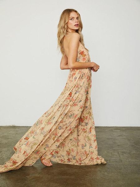 

casual dresses european and american sling halter dress printed, Black;gray