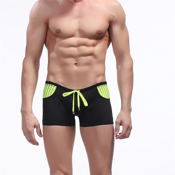 

men's swimwear mesh patchwork beach board swimsuit swimming boxers black #1014pj