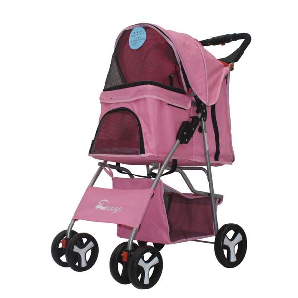 

dog car seat covers 4-wheel stroller lightweight folding pet cats and dogs outing shopping carrier