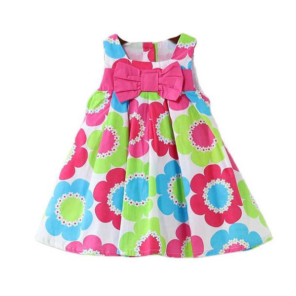 New Summer Baby Girls Abito floreale con cappuccio Stile europeo Designer Bow Bambini Abiti Abbigliamento per bambini 3-8Y Q0716