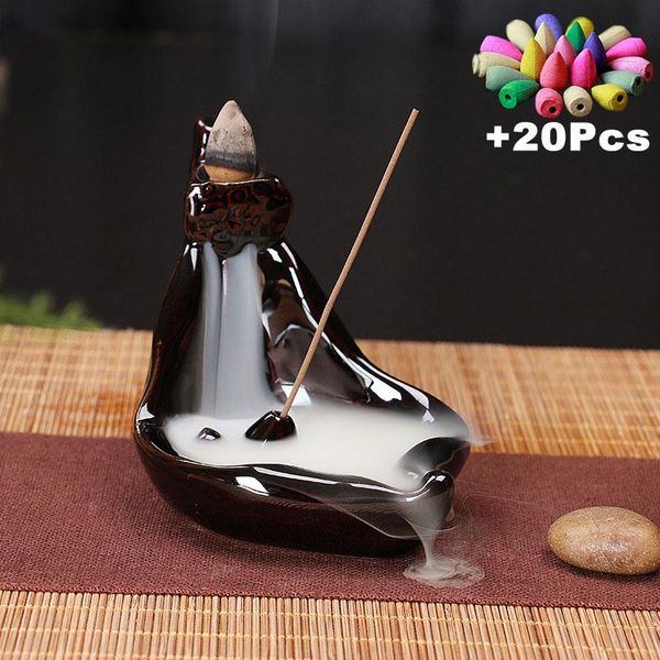 

fragrance lamps 20cones creative home decor backflow stick incense burner ceramic censer encens decoration teahouse difusor aromaterapi