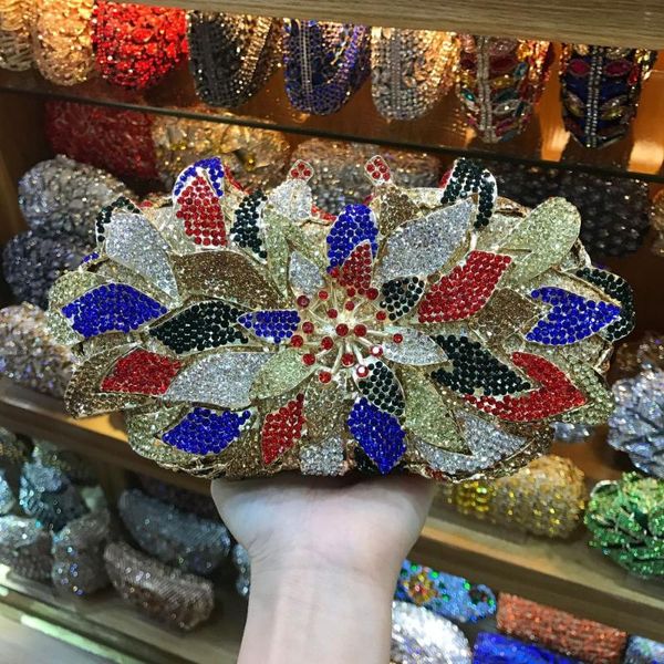 

evening bags fashion party purse handbags colorful crystal clutch women hollow out dinner clutches luxury chain shoulder bag lady